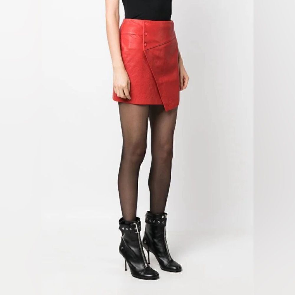 Zadig & Voltaire Junko Cuir biker moto red Leather mini skirt.  Size 40. NWT - Picture 12 of 13